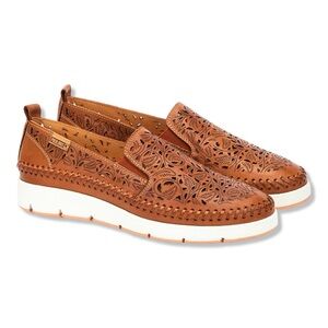 Pikolinos Tenerife Brandy Brown Laser Cut Leather Slip On Sneaker Shoes 40 9 9.5